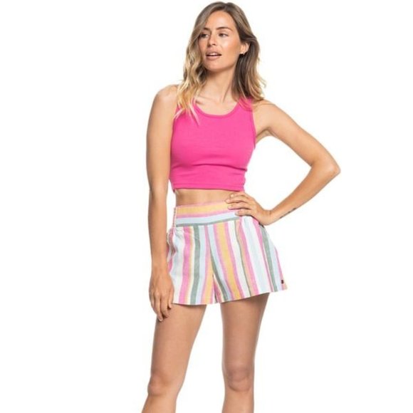 NWT Handmade Life Stripe Elastic Waist Shorts - Picture 3 of 3